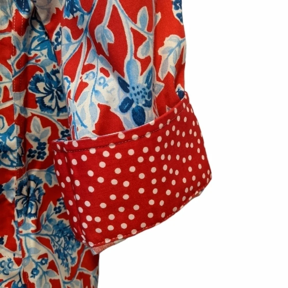 Chaps red floral button front shirt Medium - Picture 4 of 7
